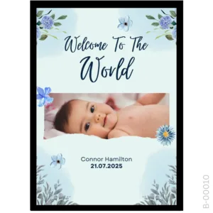 Pastel Blue Botanical Frame – Torn Paper Photo Design