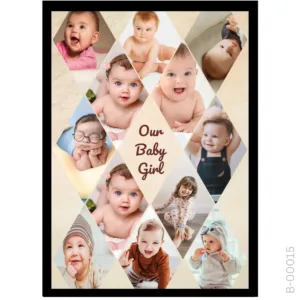 Baby Girl Photo Collage Frame – Diamond Shape Geometric Design