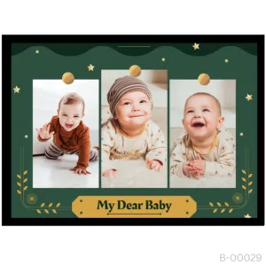 Dark Green Baby Photo Frame – Gold Stars & Celestial