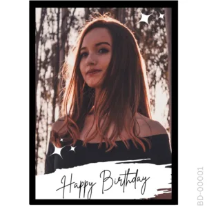 Modern Chic Portrait Frame – Handwritten "Happy Birthday" Design