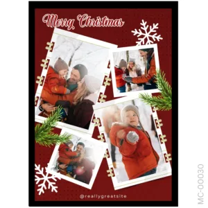 Snowy Family Jigsaw Collage – Traditional Red Art