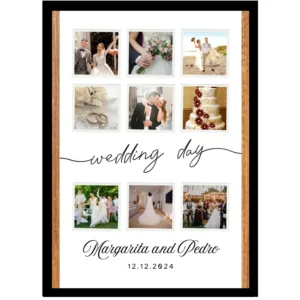 Modern Wood Border Collage – "Wedding Day" Script Design