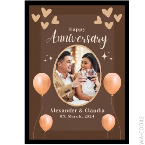 Oval Portrait Anniversary Art – Balloon & Hearts Design