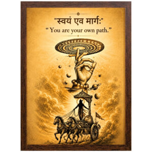 Bhagavad Gita Krishna Motivational Wall Frame | Sanskrit Quote Spiritual Wall Art | Premium Lord Krishna Photo Frame for Home Temple, Living Room & Office (9x13 Inch)