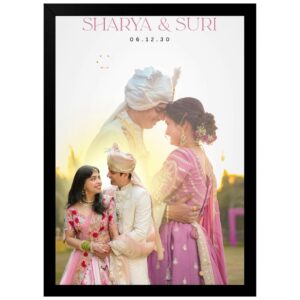 Personalized Wedding Portrait Photo Frame | Custom Couple Names & Wedding Date | Premium Wedding, Anniversary & Engagement Gift | HD Printed Wall Frame (9x13 Inch)